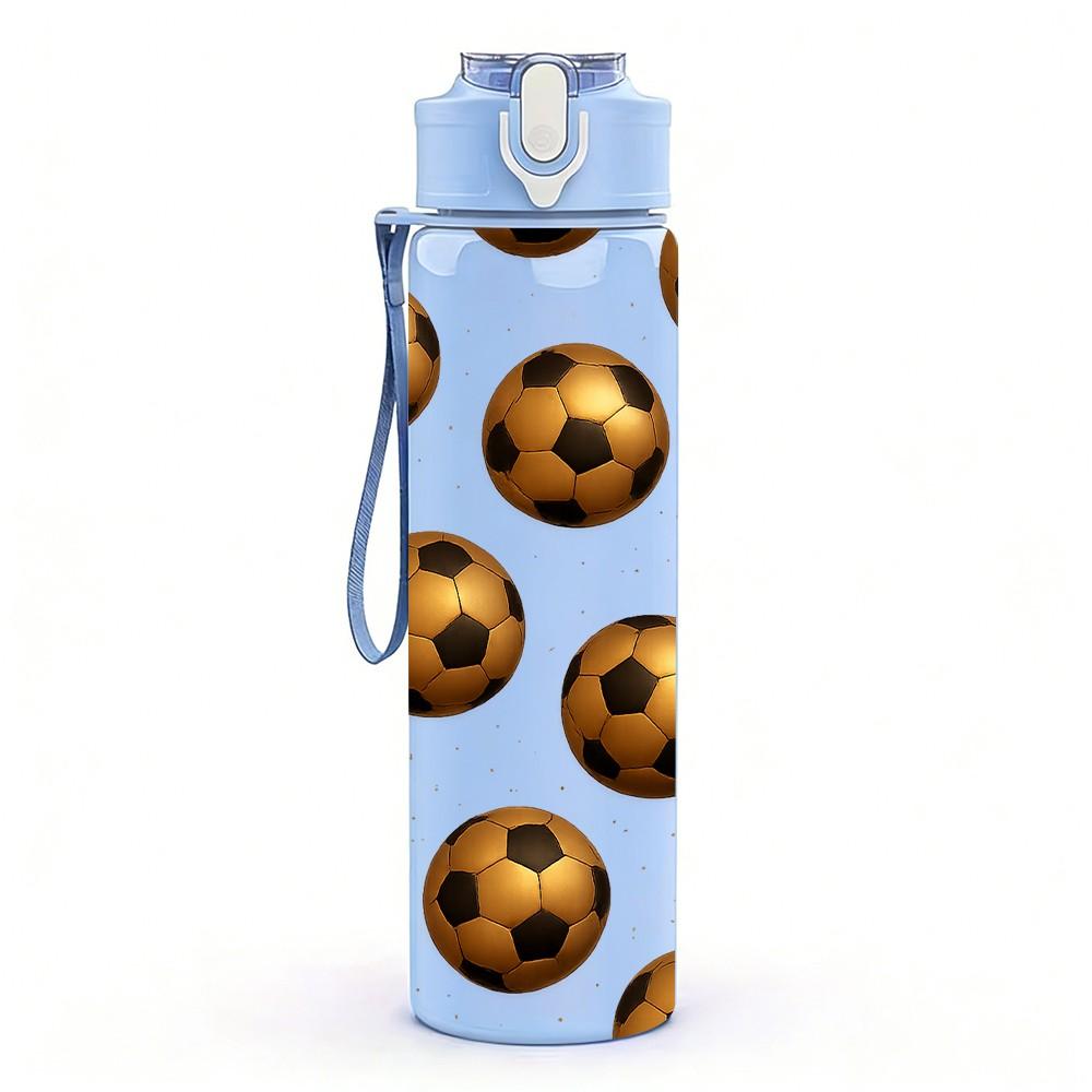 1PC Golf Ball Seamless Pattern 750ml Color Plastic Sports Water Bottle Leakproof Flip Straw Lid Suitable for Sports Office Home Use