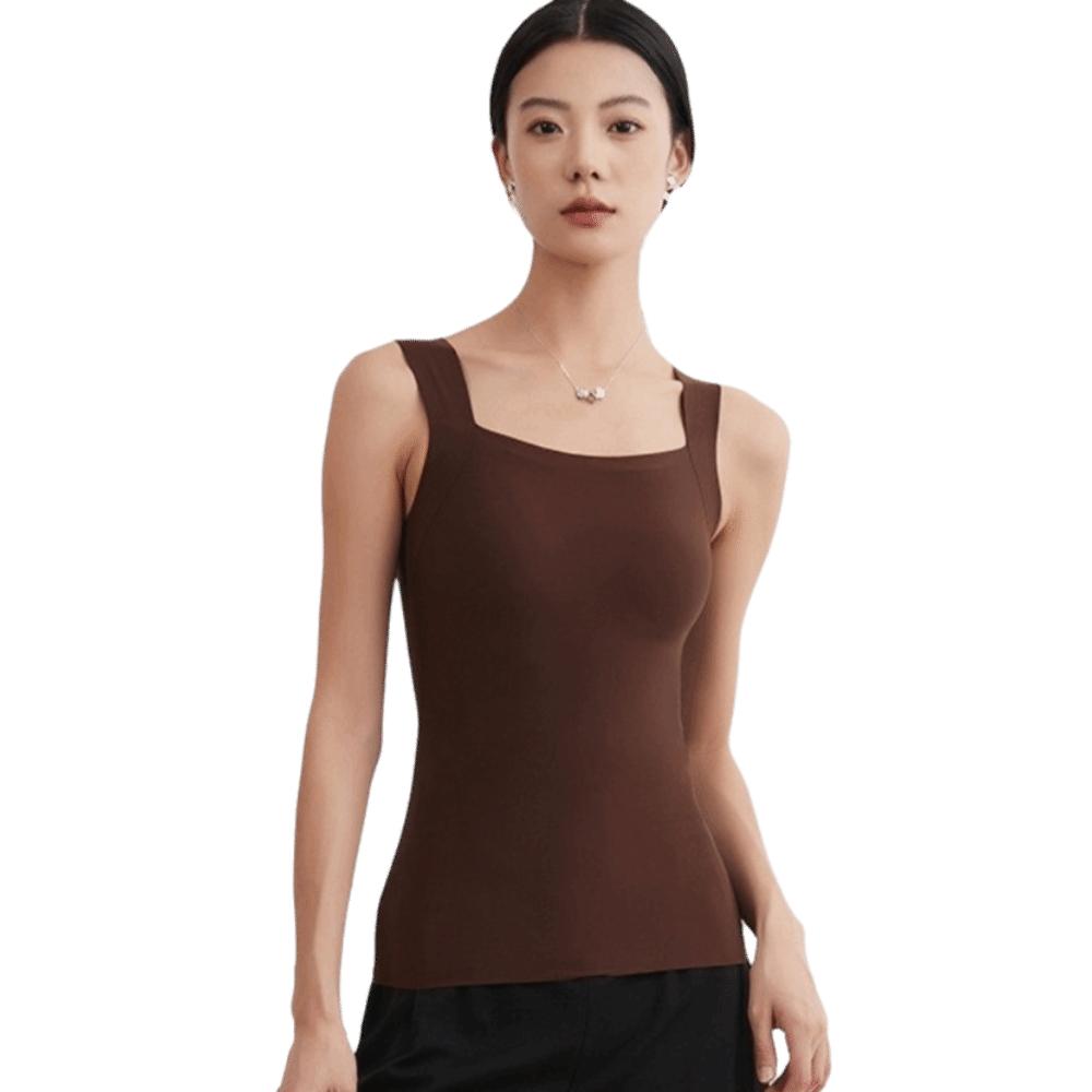 U Neck Seamless Camisole Built-in Bra Bottoming Underwear Breathable Thermal Vest Multi-layer Wear