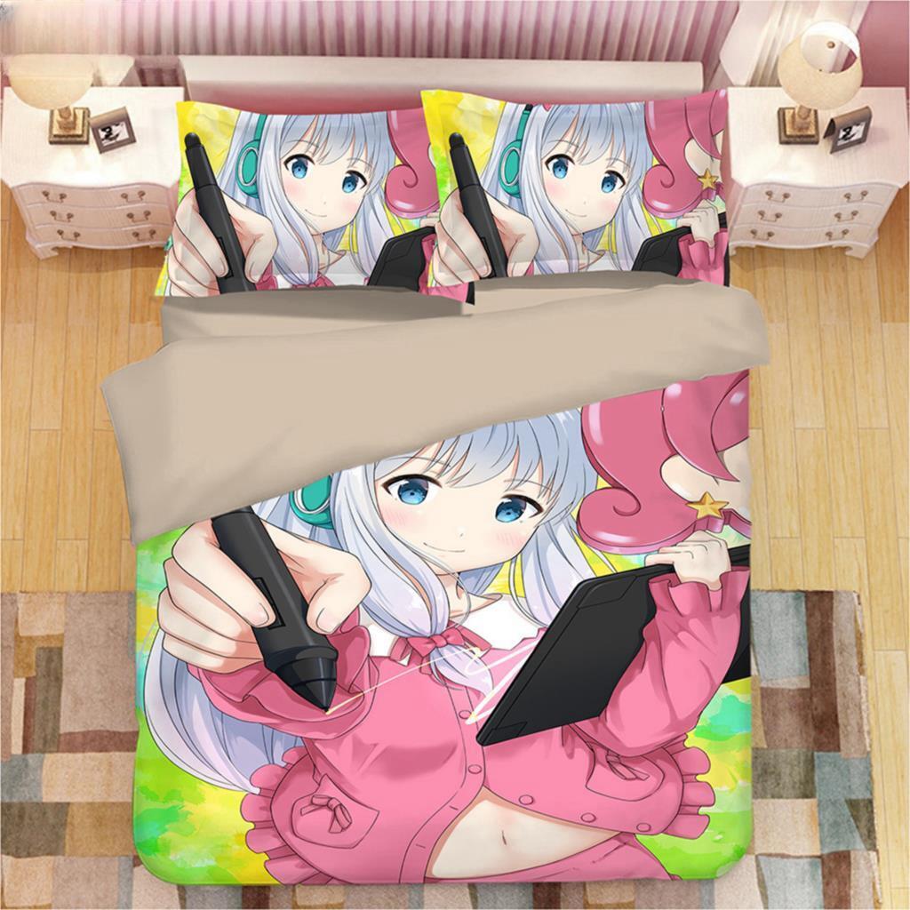 Kawaii Izumi Sagiri 3D Anime Print Комплект постельного белья Пододеяльники Наволочки Цельный стеганый плед Комплекты постельного белья Постельное белье Пододеяльник