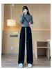 Extra Thick Oatmeal Cashmere Wide Leg Pants for Petite Women - Autumn Winter Style