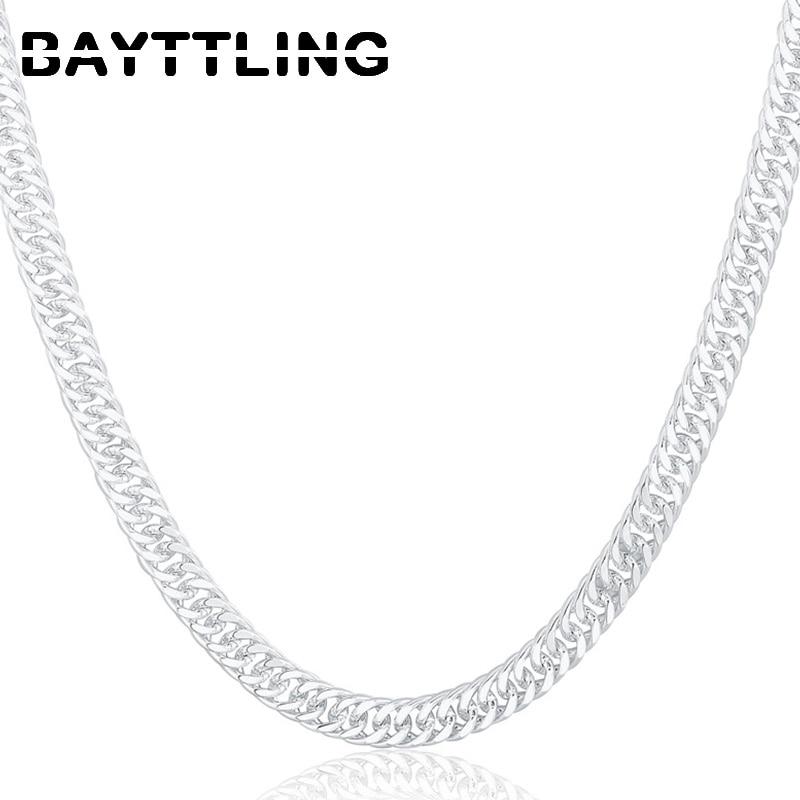 Ожерелье из стерлингового серебра 925 пробы, 20/24 дюйма, 10 мм, полностью плоская боковая цепочка для женщин и мужчин, модные свадебные украшения, подарок