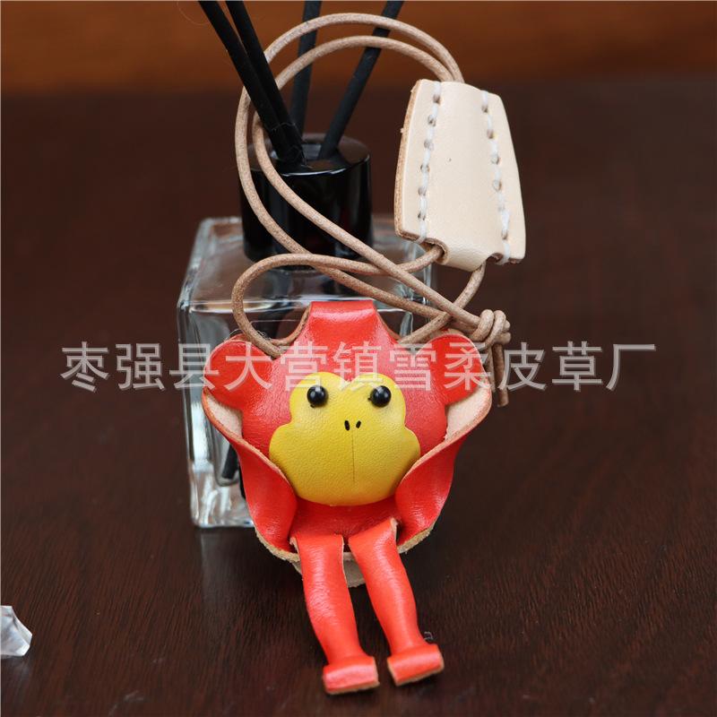 Первый слой Коровья кожа Маленькая обезьянка Подвеска Брелок для ключей автомобиля Кожаная веревка Сумка Подвески Аксессуары Знаки Зодиака Подарки