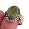 Натуральный драгоценный камень унакит, двухцветное ювелирное кольцо из стерлингового серебра 925 пробы, размер 9 h3e91