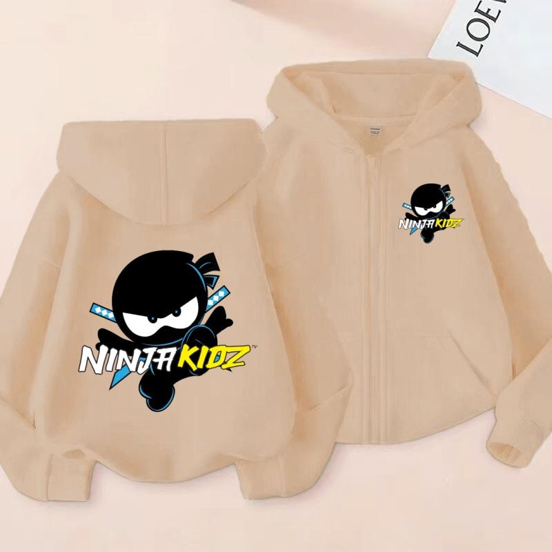 Детская толстовка NINJ KIDZ с принтом и застежкой-молнией, очаровательная одежда для девочек и мальчиков 3-12 лет, повседневная модная толстовка с длинными рукавами.