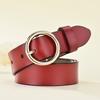 Belt Women'S Leather Belt, Women'S Round Buckle Cowhide Belt, Belt Women'S