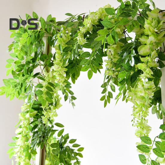 200CM Artificial Wisteria Flower Garland Realistic Home Wedding Garden Indoor Outdoor Wall Hanging Faux Climbing Floral Greenery Drooping Ivy