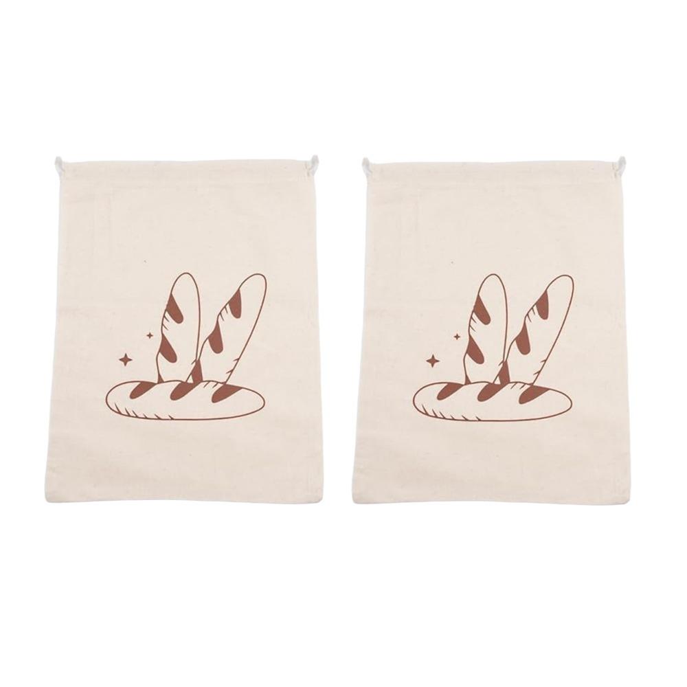 2PCS Fresh Keeping Bread Storage Bags Large Drawstring Bread Bag French Stick Storage Bag Toast