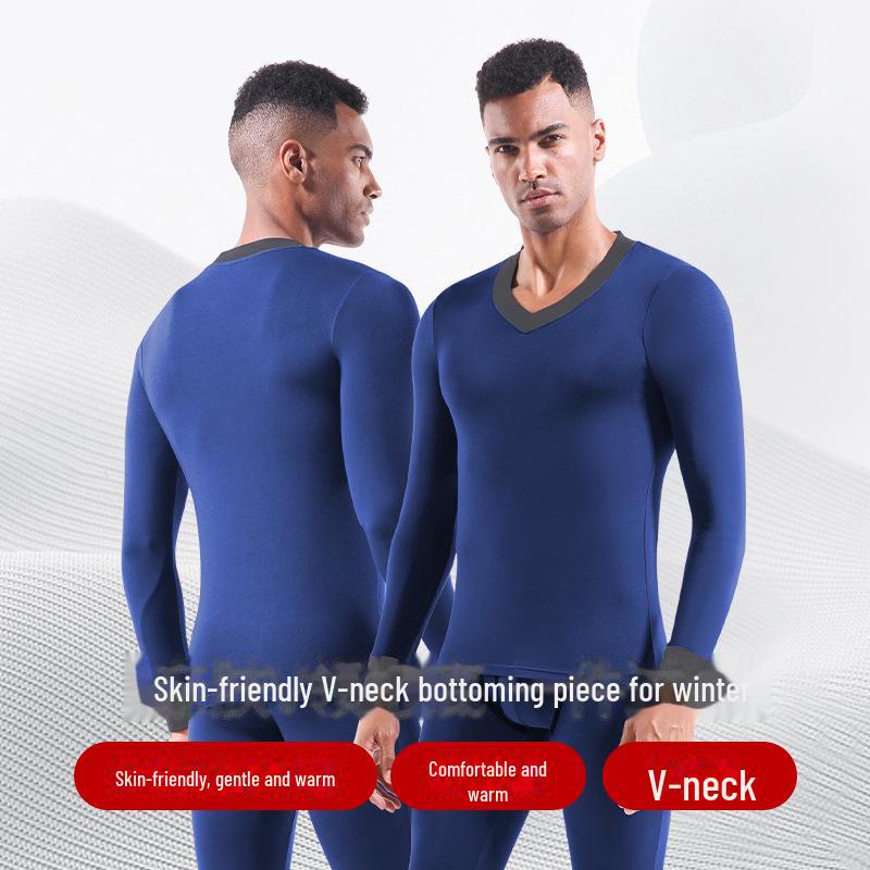 Мужской комплект термобелья с V-образным вырезом - тонкий, теплый базовый слой для осени/зимы