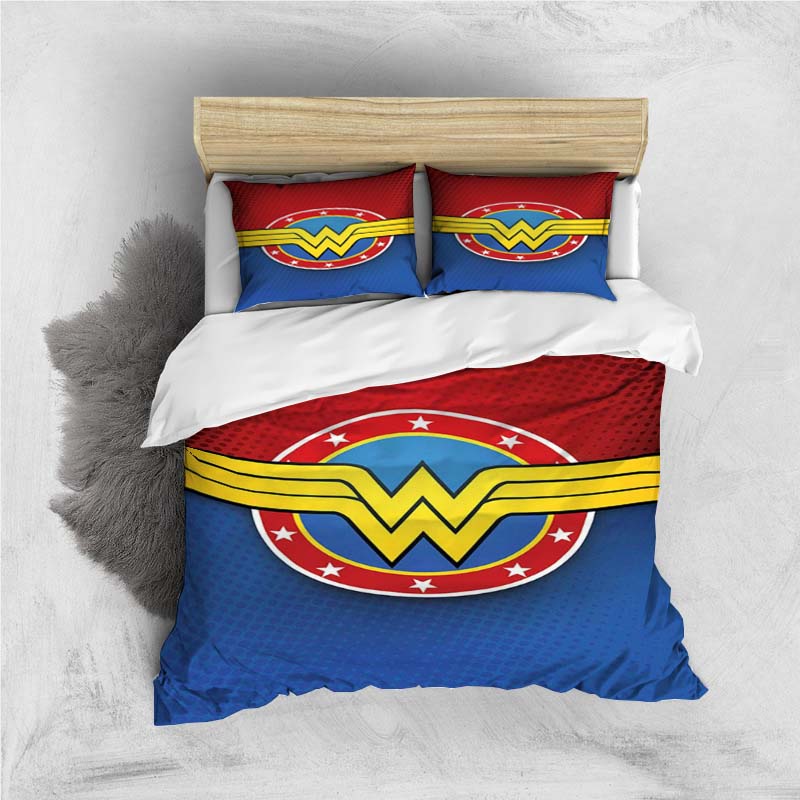 Новый мини-набор постельного белья Wonder Woman (Чудо-женщина) из комиксов, 1 пододеяльник и 2 наволочки, декор для дома, праздничный подарок.