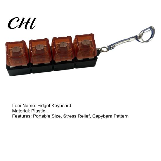 Decompression Button Sensory Toy Capybara Fidget Keyboard Stress Relief Finger Clicker Keychain Backpack Hanging Decoration Office Desk Reliever