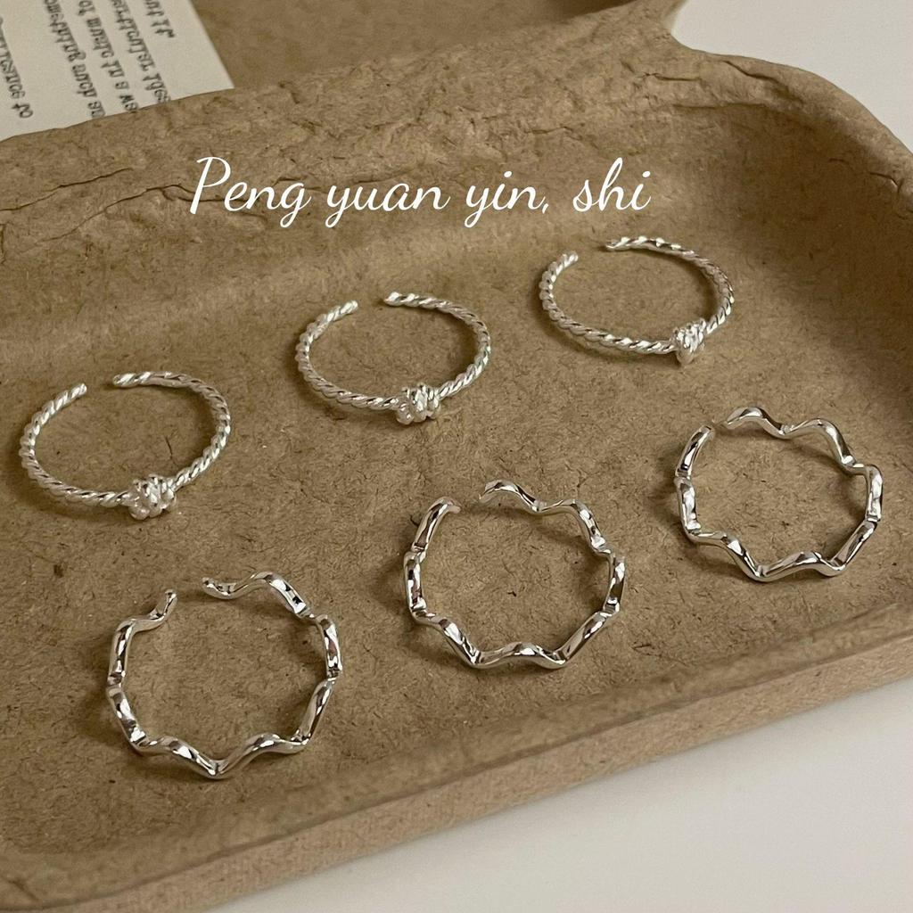 Серебряное кольцо Su Chuang S925 с регулируемым узлом для женщин - Простое, штабелируемое, в стиле Ins