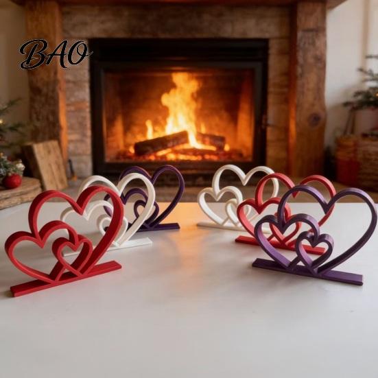 Romantic Desktop Decoration Double Heart Figurine, 3D Printed Love Decor for Valentine's to Connection Statue Day, Anniversary Gift Couples, Cute Home