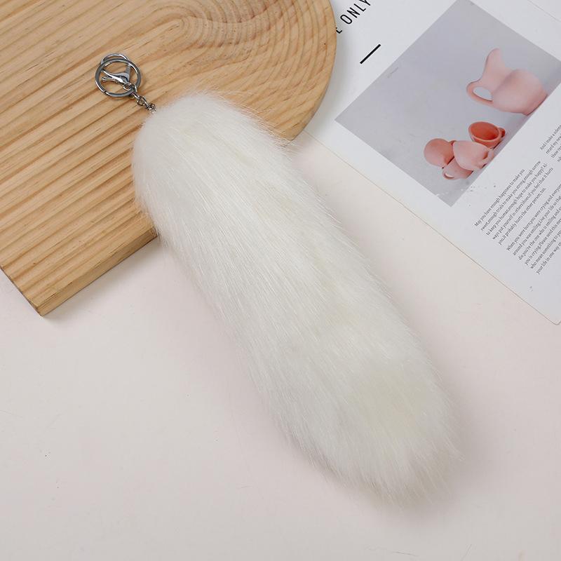 Women Girls Simulated Fox Tail Pendant Multiple Colors Decorative Keychain Furry Artificial Fur Fashion Gift Accessories