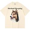 Футболка из 100% хлопка плотностью 230 г/м2 с принтом шетландской овчарки, забавная футболка из чесаного хлопка в стиле Харадзюку