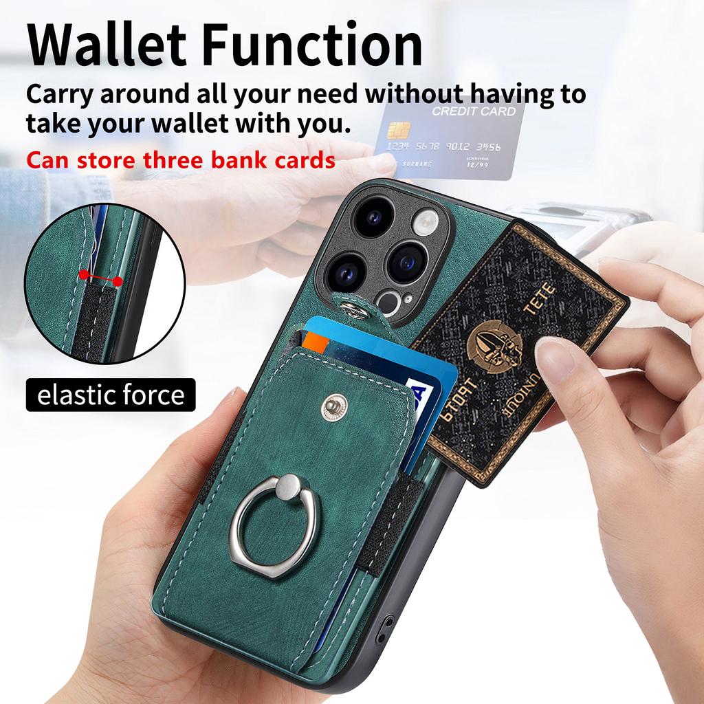 PU Leather Magnetic Card Wallet Ring Holder Phone Case for iPhone 15 14 Plus 13 12 11 Pro XSMAX for Samsung S23 S22 S21 Ultra Plus A05 A14 A54 A13 A53