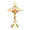 Metal Jesus Cross Religious Standing Crucifix Crosses Decoration Vintage Christian Church Home Shelf Tabletop Ornaments