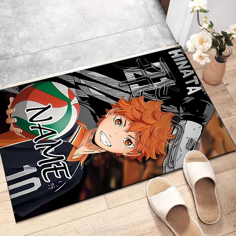 Custom Haikyuu Mat Personalized Name, Polyester Washable Indoor Entryway Rug, Gift for Christmas, Easter, Thanksgiving Day