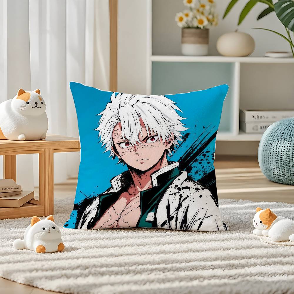 Demon Slayer Kamado Nezuko Anime Plush Pillow Cover Soft Short Plush Cushion Cover For Sofa Bedroom Home Decor Gift Decoration
