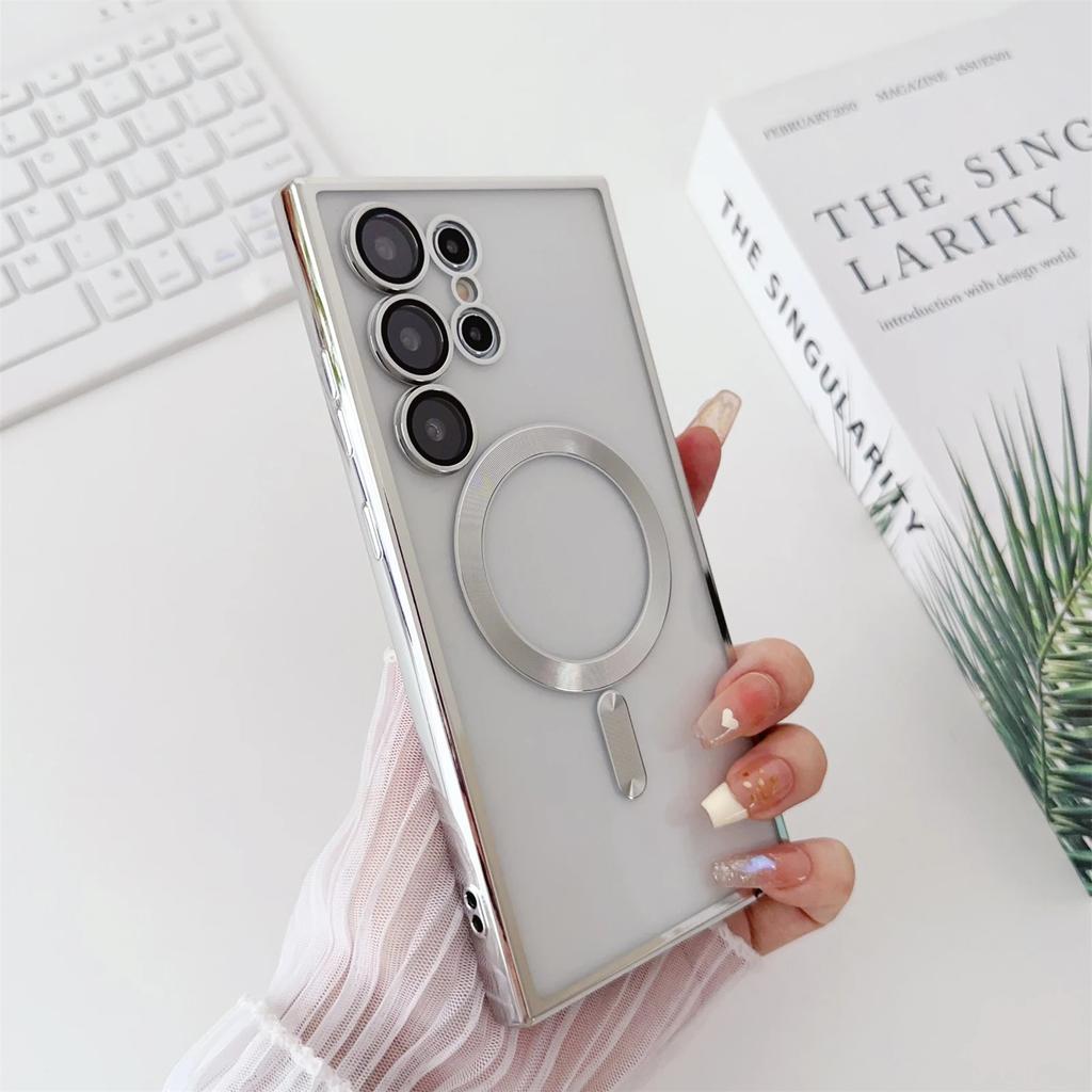 Роскошное покрытие для магнитного беспроводного чехла Magsafe для Samsung Galaxy S25 S24 S23 S22 S21 FE Plus Note 10 20 Ultra