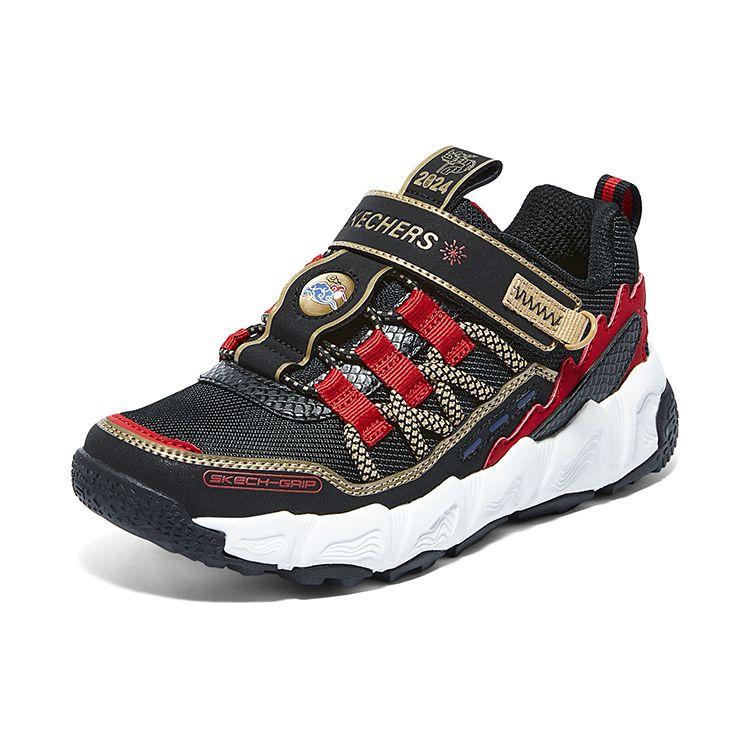 Skechers Удобные Прочные Уличные Спортивные Низкие Детские Беговые Кроссовки Детские кроссовки Черный Красный 407115L-BKRD