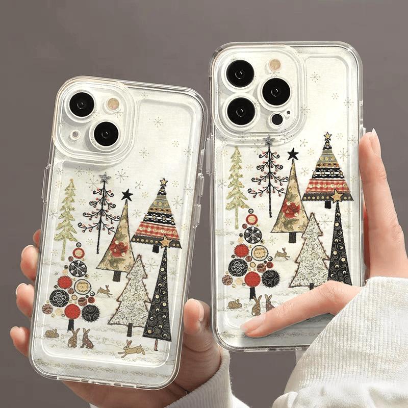 Художественный Чехол для Телефона Лес Рождественской Елки Для iPhone 17 16 15 14 13 12 11Pro Max XR XS MAX 78PLUS Air MINI INS Подарок Прозрачный Чехол