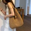 Модная соломенная пляжная сумка большой вместимости, повседневная на плечо, женская, идеально подходит для повседневного использования, путешествий и пляжных прогулок