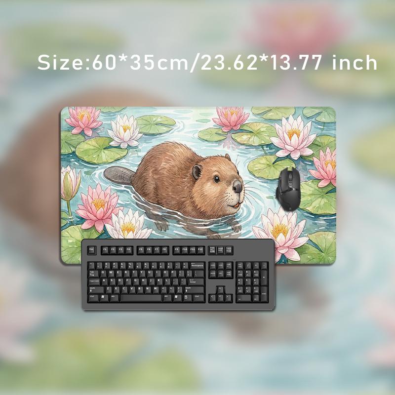 Mouse Pad Cute Capybara Lotus Gaming printon demand HD Computer Large Mousepad XXL Playmat Non-Slip Office Soft Gaming laptop