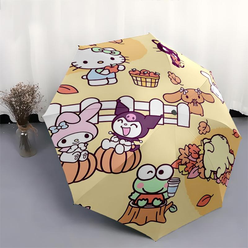 1pc Hello Kitty Autumn Festival Umbrella - Automatic Opening/Closing, Portable Folding Design, 8-Bone Iron Frame, Outdoor Umbrella, Ideal Gift for Fan