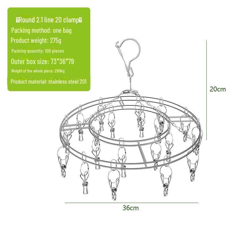 Сушильная стойка для носков Kaiwang из нержавеющей стали с несколькими зажимами и 20 колышками