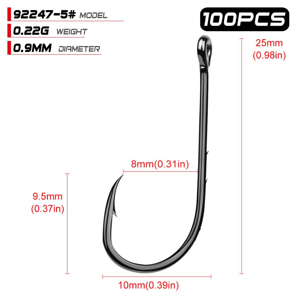 100pcs High Carbon Steel 1#-6/0# Fishing Hook Single Barbed Hook Fishing Accessories