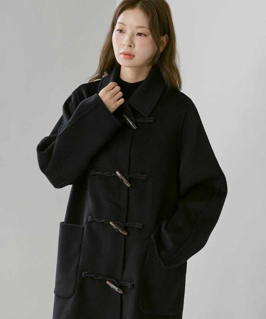 210Edit Unisex Cashmere Toggle Duffle Handmade Coat [Black]_Zf4Ct030
