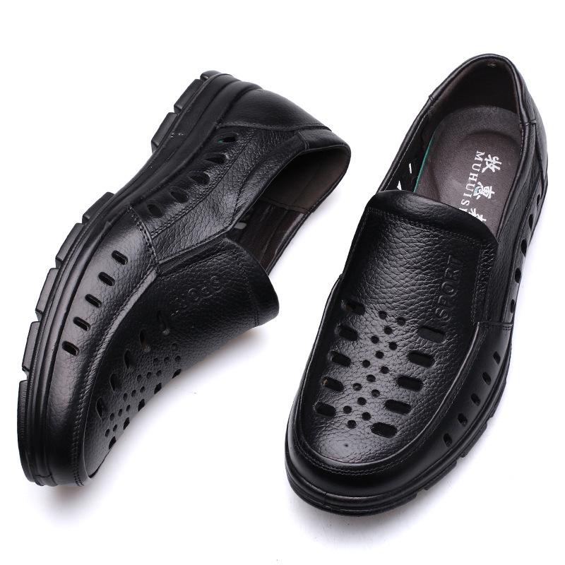 Модная обувь из натуральной кожи, мужские летние сандалии, полые мужские сандалии, мужская брендовая повседневная обувь, мужские мокасины H554