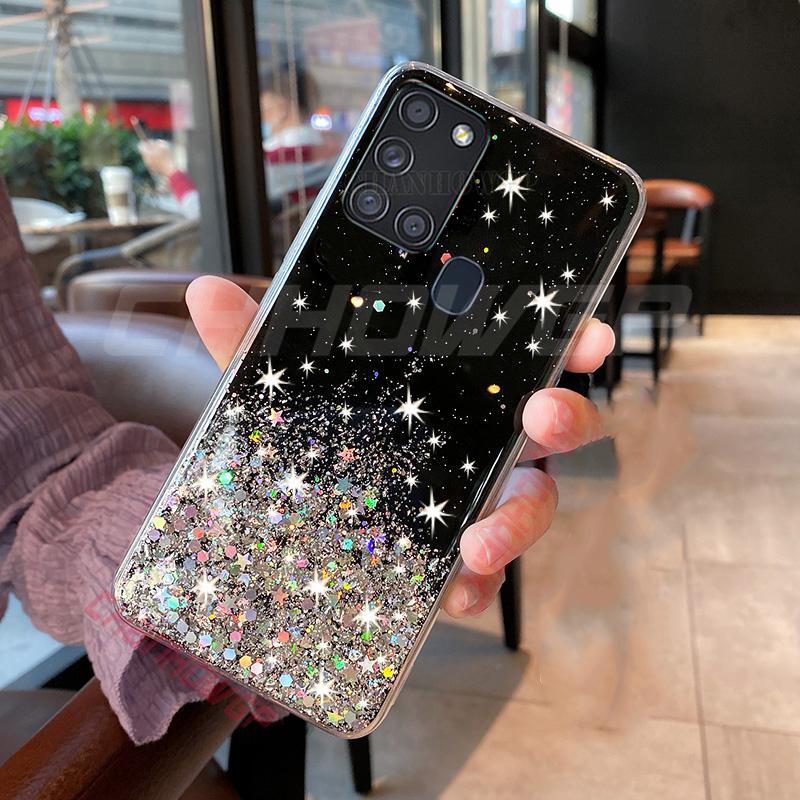 Чехол для Samsung A21S, модные блестящие чехлы для телефонов для Samsung Galaxy A21S, чехол 6,5 дюйма A 21S A21 S, прозрачный мягкий силиконовый чехол из ТПУ