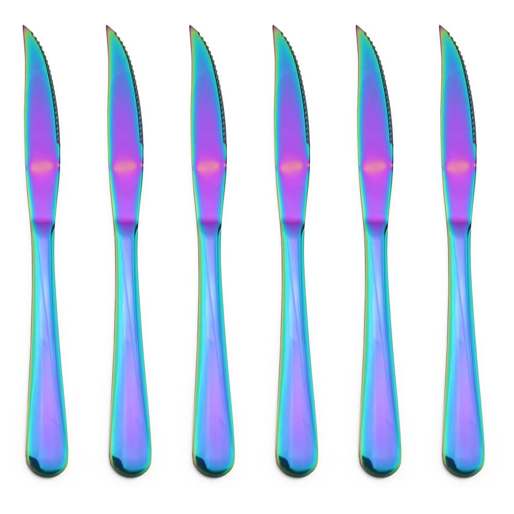 6pcs High Quality Stainless Steel Rose Gold Steak Knife In Dinnerware Set Restaurant Sharp Steak Knives Tableware Cutlery Set