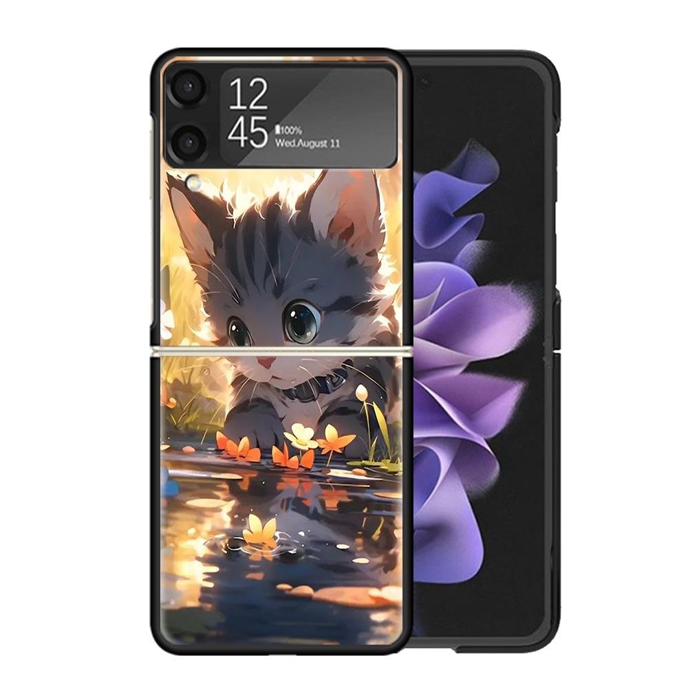 Мультяшные Милые Кошки Рыбки Эстетичные Чехлы Для Samsung Galaxy Z Flip 4 5 6 7 3 Z Flip7 Flip6 Flip4 Flip5 Flip3 5G Жесткие Ударопрочные Забавные