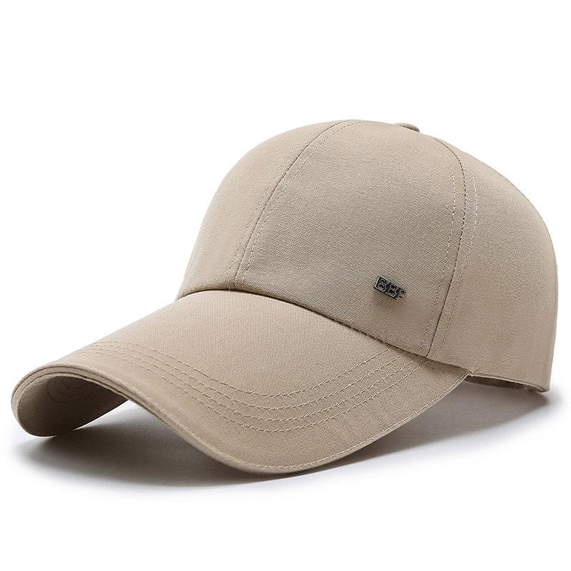 Hat Spring and Autumn Men's Cotton Polyester Good Canvas Sandwich Baseball Cap Extended Brim Iron Label Fishing Cap Shade Cap