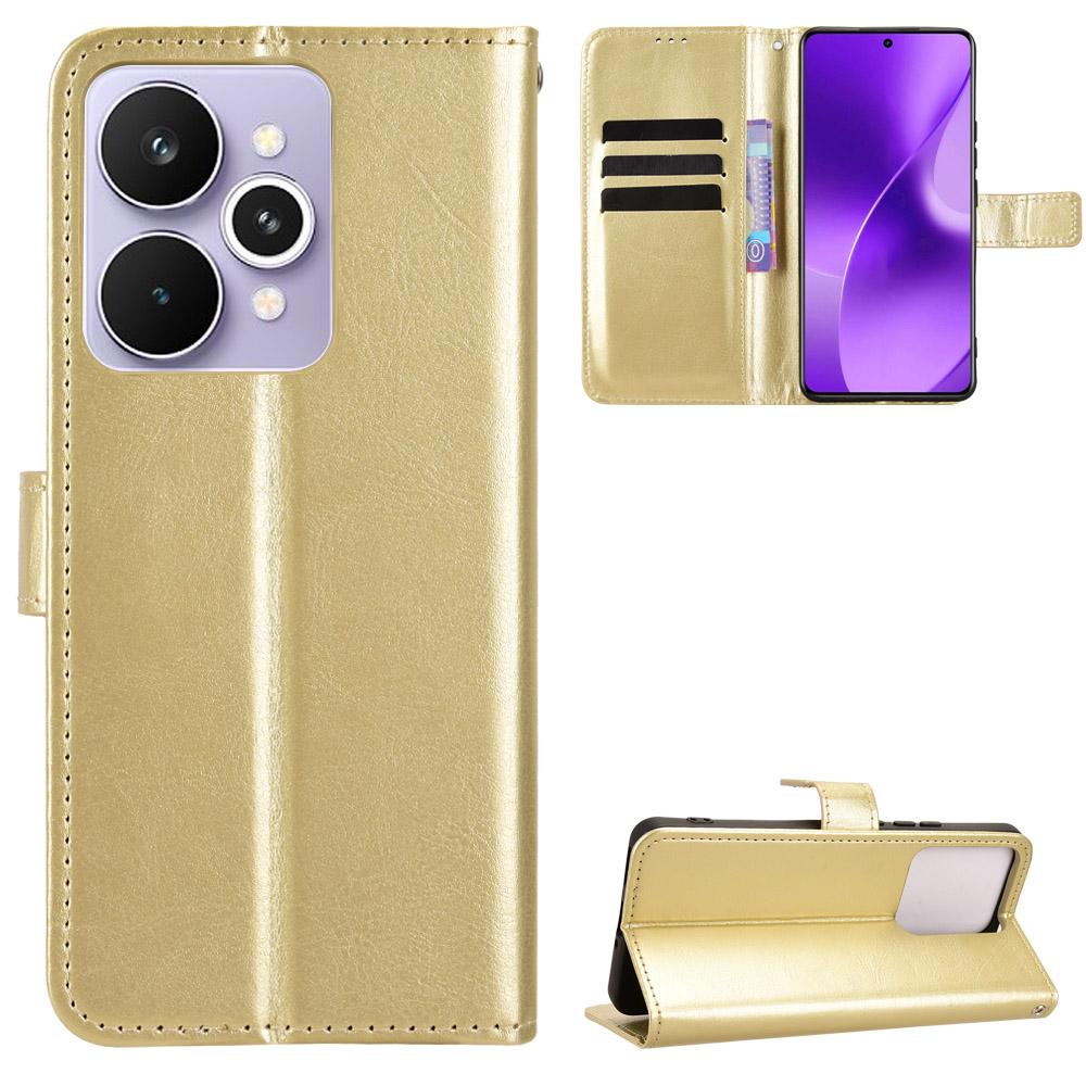 Для Realme 15 5G/Realme 15 Pro 5G Чехол из ПУ кожи с ремешком Текстура "Crazy Horse" Чехол-кошелек для телефона