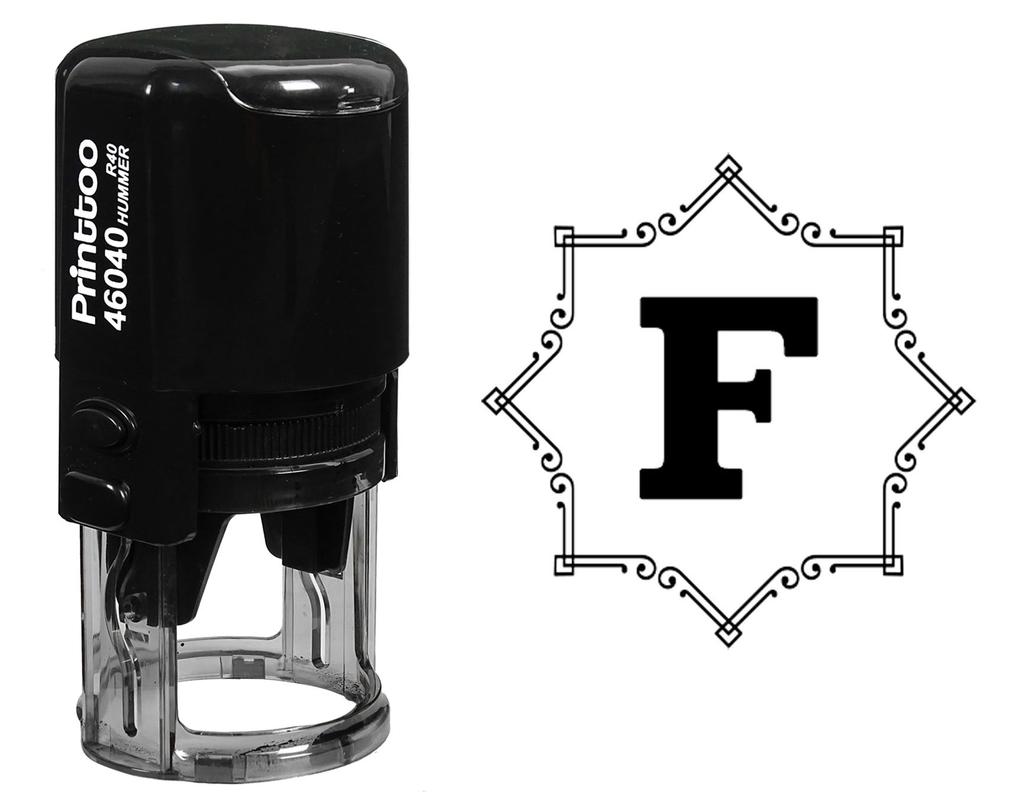 Printtoo Octagon Celtic Swirl Frame Alphabet F Monogram R-40 Self Inking Rubber Stamp Office