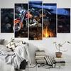 5 шт., картины с изображением огня мотоцикла, художественный постер, холст, настенный домашний декор, без рамки, 5 шт., HD принт, 5 панелей, декор комнаты, современный