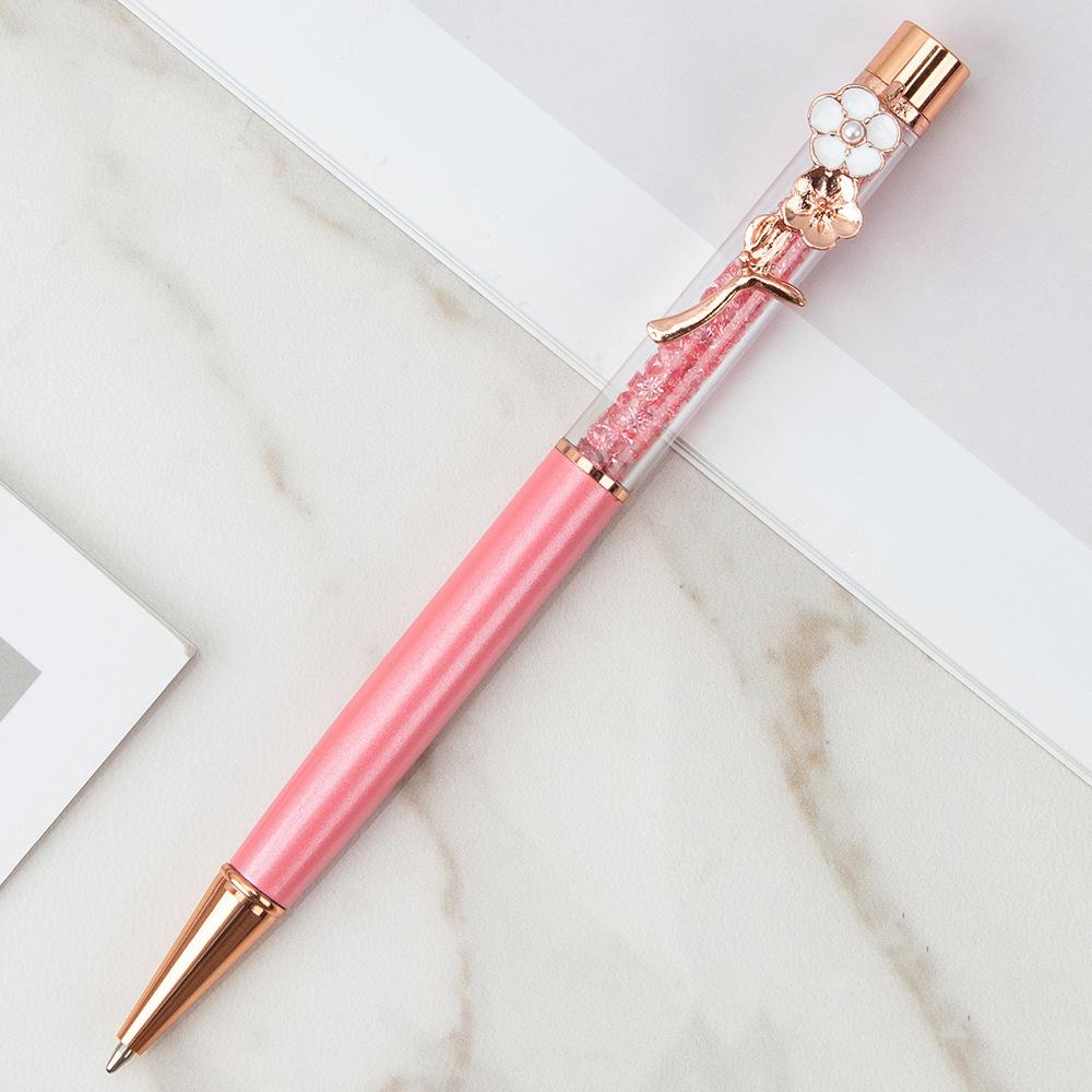1 шт. шариковая ручка Lytwtw's Flow Oil Flower Wedding Metal Copper Quicksand Pen Office School Канцелярские принадлежности Rose Gold Gift