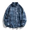 2025 Spring Summer Men Long Sleeve Tie-Dye Shirts Men Y2K Vintage Cargo Shirt Korean Fashion Loose Streetwear Blouses Clothes