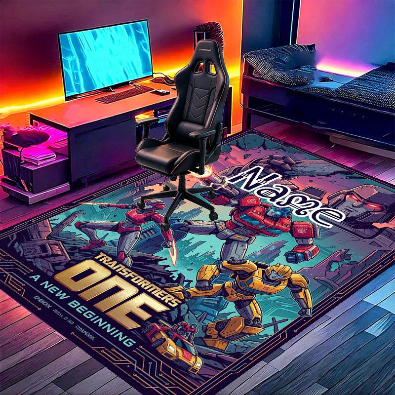 Custom Name Personalized Transformers Print Carpet, Versatile Home Decor Rug, for Playroom, Apartment, Balcony, Entryway, Hallway Gift