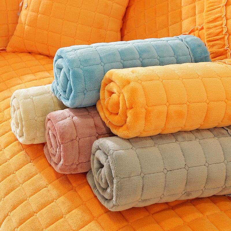 Зимняя нескользящая плюшевая диванная подушка, утолщенная фланелевая подушка в клетку, кожаная спинка дивана, подлокотник, бархатное полотенце для дивана на заказ