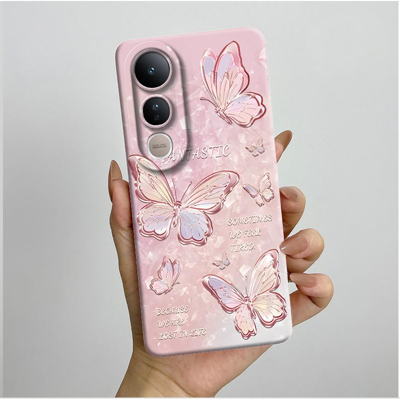 Чехол для телефона Vivo V50 Lite 5G Эстетичный Роскошный Мягкий Силиконовый Ударопрочный Защита объектива камеры Задние крышки Противоскользящие Fundas