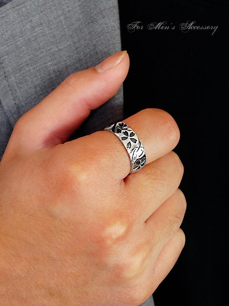 Имя Серебряное кольцо Кольцо Сакура Фубуки Сакура Японские лепестки Размер 23 [2ШТ.] r0720-23 [Бренд Мужской