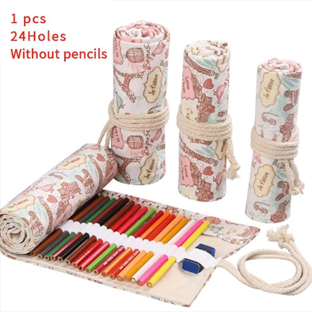 1Pcs Sketch Cloth Pencil Case 12/24/36/48/72 Holes Paint Brush Bag Pencil Roll Painting Stationery
