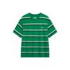 Striped Loose T-Shirt Unisex Tops Forest-Green AHST597-1