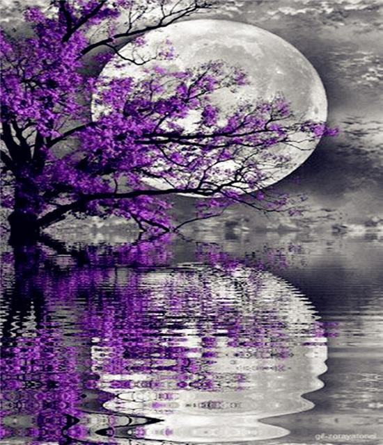 RUOPOTY Paint By Numbers Moon Wall Art Unique Gift DIY Frame Hand Painted Picture By Numbers Landscape For Living Room