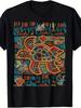 Men'S Vintage Mola Design Panama Kuna Sea Turtle T-Shirt - Bright Orange Tribal Print, Round Neck Casual & Outdoor Tee, Influenced by Indigenous Art O