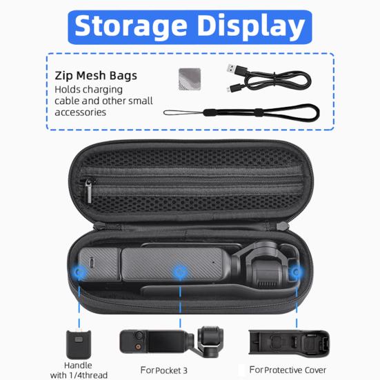 Vlogging Camera Carrying Case for DJI OSMO POCKET 3 Shockproof Zipper Portable Travel Hard Shell Storage Bag Protective Box Video Camera Accessories